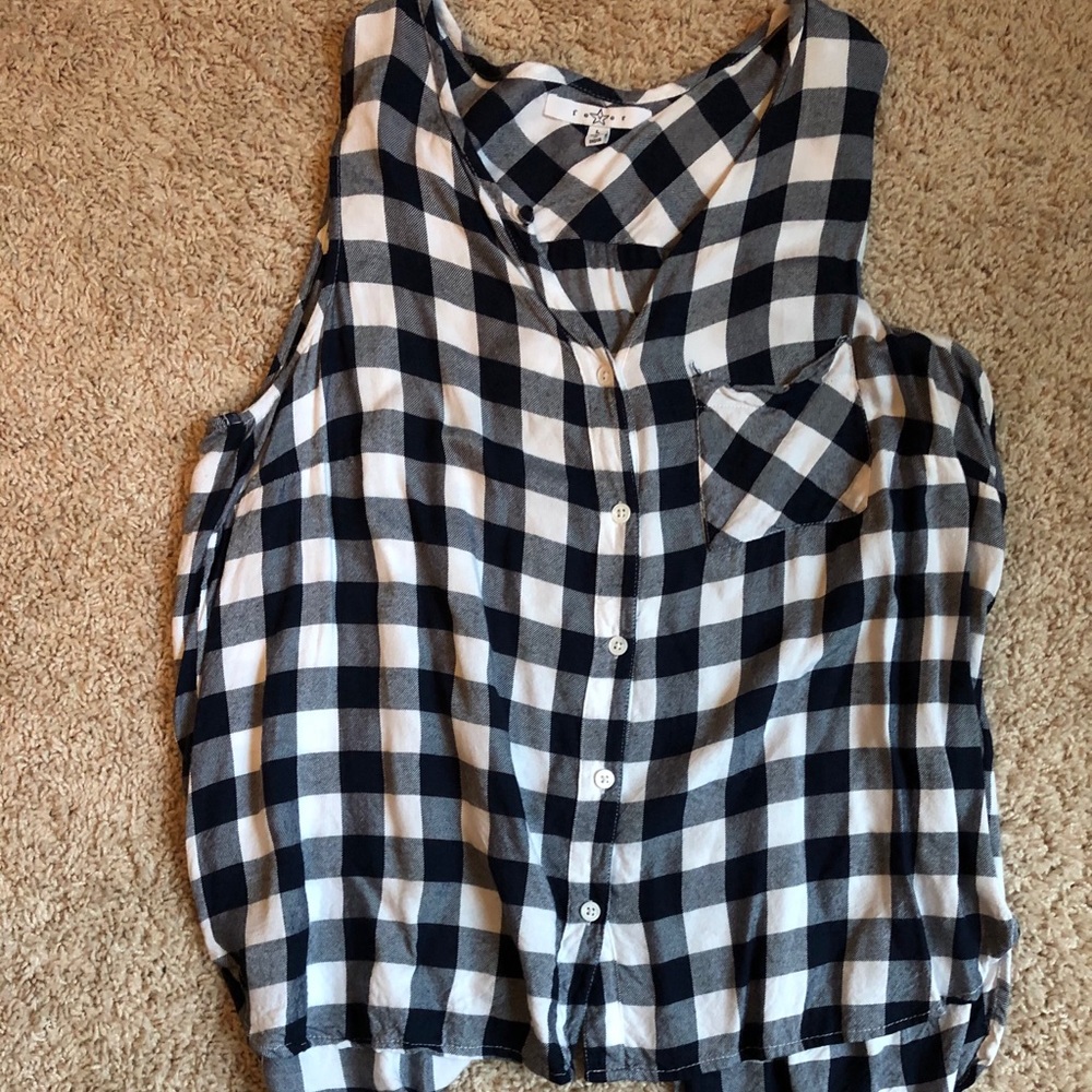 Navy & White plaid tank